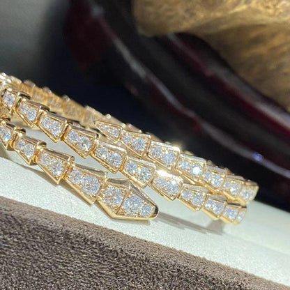 [✨Rose💎]SERPENTI BRACELET GOLD DIAMOND DOUBLE ROW