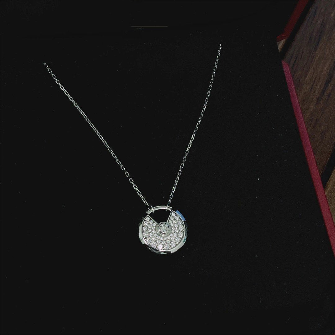 [✨Rose💎]AMULETTE SILVER FULL DIAMOND NECKLACE