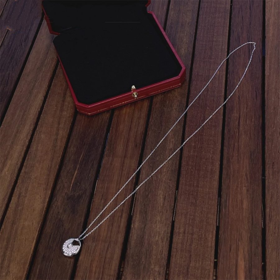 [✨Rose💎]AMULETTE SILVER FULL DIAMOND NECKLACE