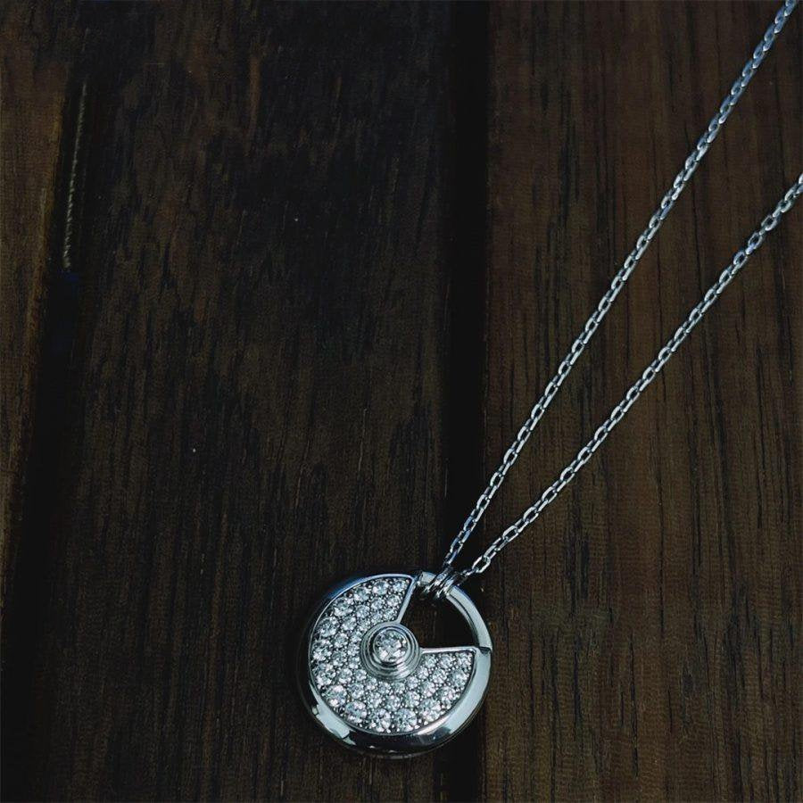 [✨Rose💎]AMULETTE SILVER FULL DIAMOND NECKLACE