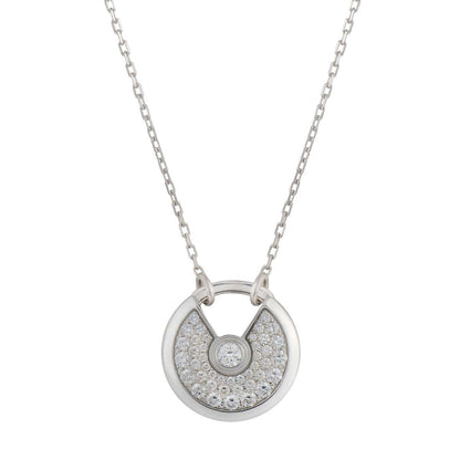 [✨Rose💎]AMULETTE SILVER FULL DIAMOND NECKLACE