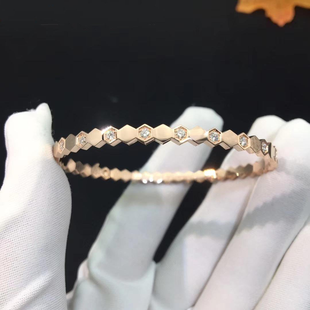 [✨Rose💎]BEE LOVE PINK GOLD DIAMOND BRACELET