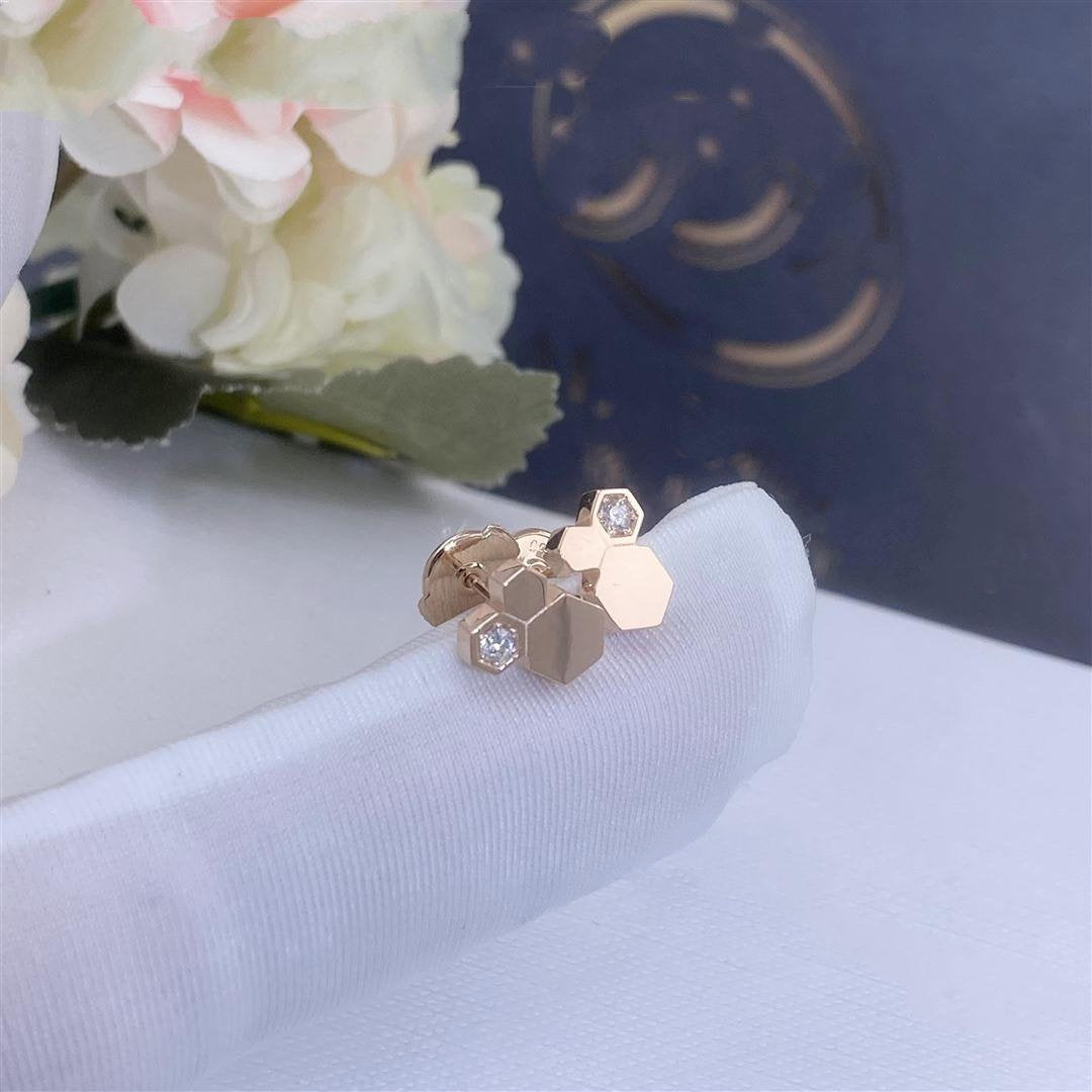 [✨Rose💎]BEE LOVE PINK GOLD DIAMOND EARRINGS