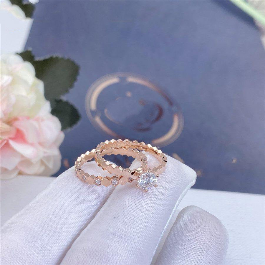 [✨Rose💎]BEE LOVE RING PINK GOLD 1 DIAMOND