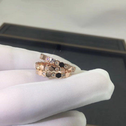 [✨Rose💎]BEE LOVE RING PINK GOLD DIAMOND