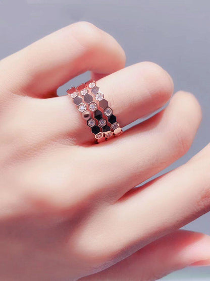 [✨Rose💎]BEE LOVE RING PINK GOLD DIAMOND