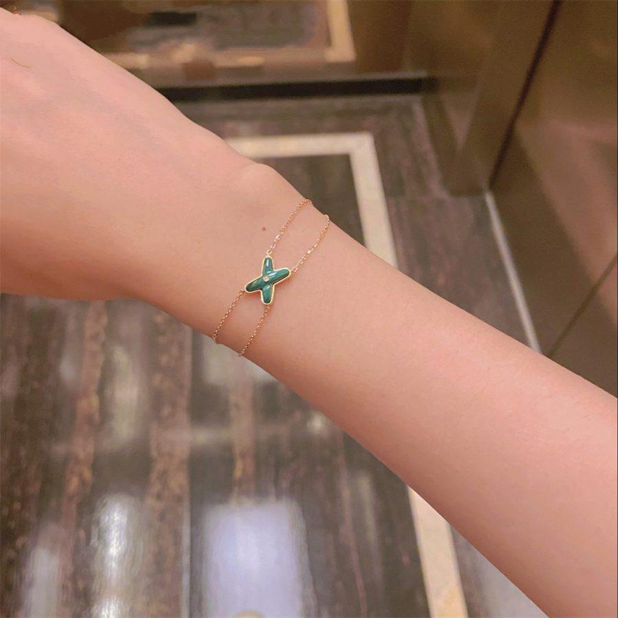 [✨Rose💎]JEUX BRACELET MALACHITE PINK GOLD 1 DIAMOND