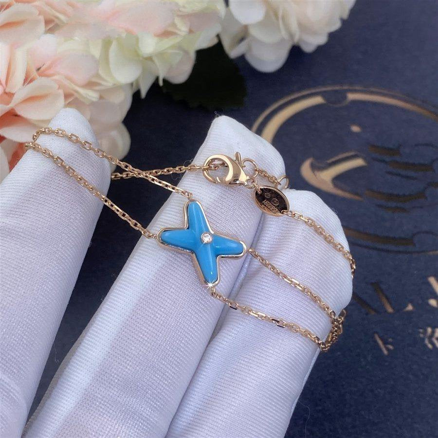 [✨Rose💎]JEUX BRACELET TURQUOISE PINK GOLD 1 DIAMOND