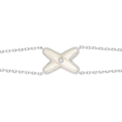 [✨Rose💎]JEUX BRACELET WHITE MOP SILVER 1 DIAMOND