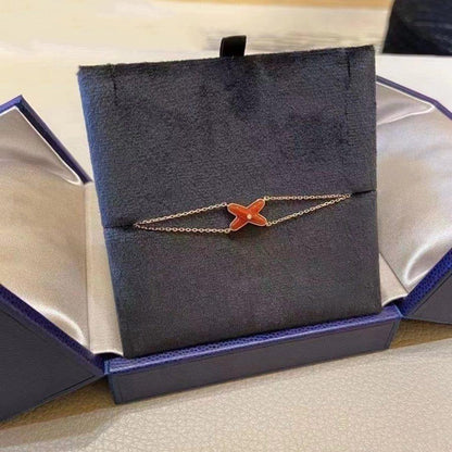 [✨Rose💎]JEUX BRACELET CARNELIAN PINK GOLD 1 DIAMOND