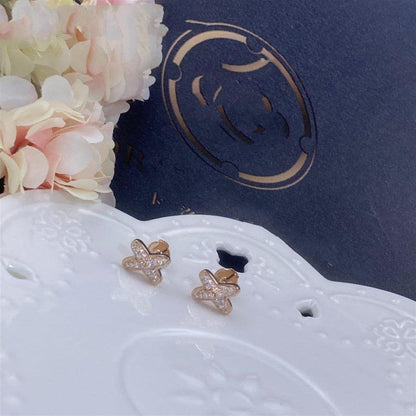 [✨Rose💎]JEUX DE PINK GOLD DIAMOND EARRINGS