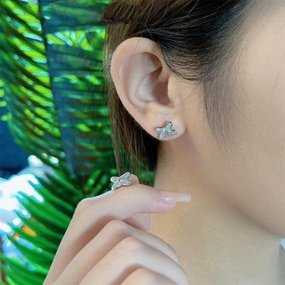[✨Rose💎]JEUX DE SILVER DIAMOND EARRINGS