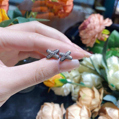 [✨Rose💎]JEUX DE SILVER DIAMOND EARRINGS