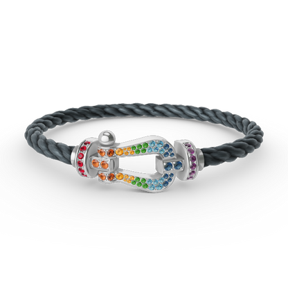 [✨Rose💎]FORC LARGE HORSESHOE  COLORED DIAMOND BRACELET SILVER