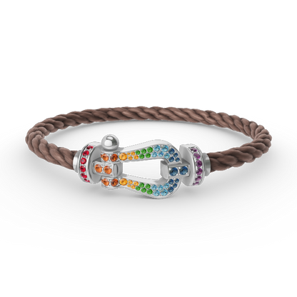 [✨Rose💎]FORC LARGE HORSESHOE  COLORED DIAMOND BRACELET SILVER