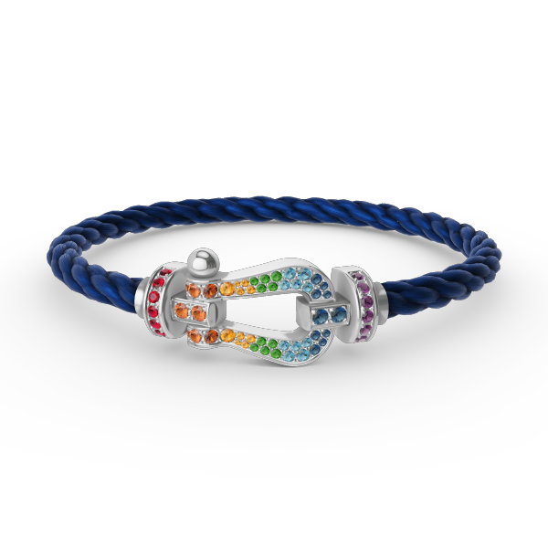 [✨Rose💎]FORC LARGE HORSESHOE  COLORED DIAMOND BRACELET SILVER