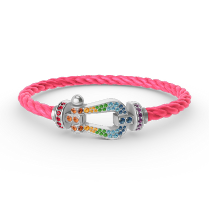 [✨Rose💎]FORC LARGE HORSESHOE  COLORED DIAMOND BRACELET SILVER