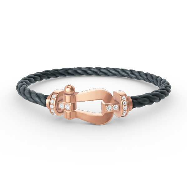 [✨Rose💎]FORCE LARGE HORSESHOE HALF DIAMOND BRACELET ROSE GOLD