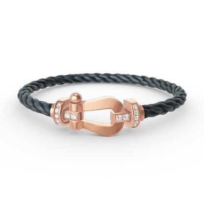[✨Rose💎]FORCE LARGE HORSESHOE HALF DIAMOND BRACELET ROSE GOLD