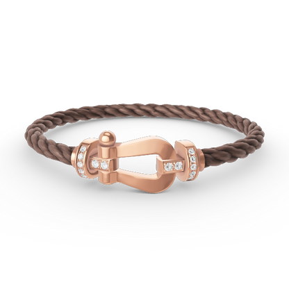 [✨Rose💎]FORCE LARGE HORSESHOE HALF DIAMOND BRACELET ROSE GOLD