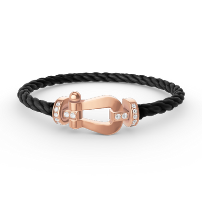 [✨Rose💎]FORCE LARGE HORSESHOE HALF DIAMOND BRACELET ROSE GOLD