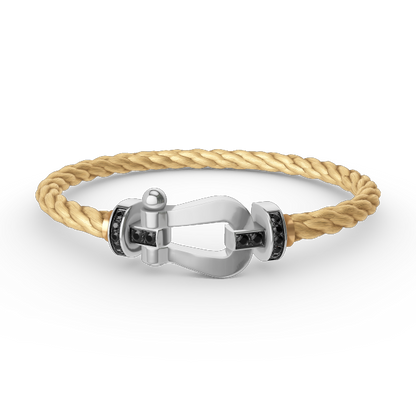 [✨Rose💎]FORCE LARGE HORSESHOE BLACK DIAMOND BRACELET SILVER
