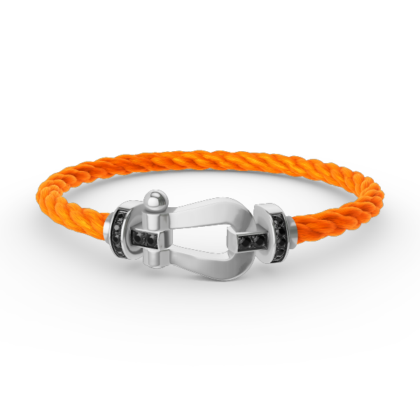 [✨Rose💎]FORCE LARGE HORSESHOE BLACK DIAMOND BRACELET SILVER
