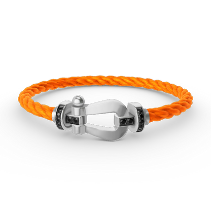[✨Rose💎]FORCE LARGE HORSESHOE BLACK DIAMOND BRACELET SILVER