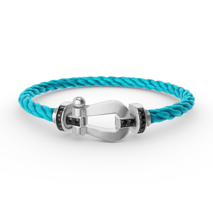[✨Rose💎]FORCE LARGE HORSESHOE BLACK DIAMOND BRACELET SILVER