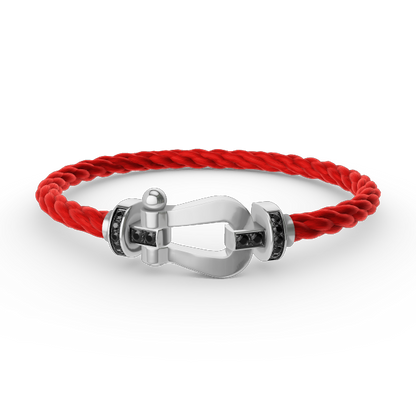 [✨Rose💎]FORCE LARGE HORSESHOE BLACK DIAMOND BRACELET SILVER