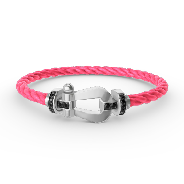 [✨Rose💎]FORCE LARGE HORSESHOE BLACK DIAMOND BRACELET SILVER