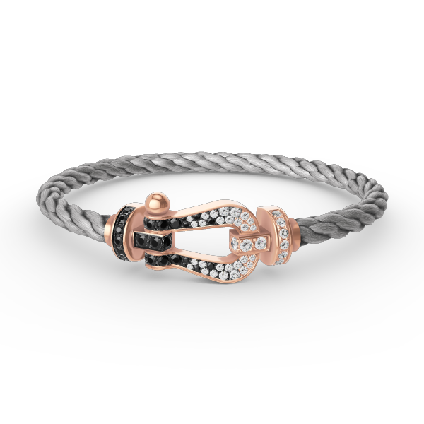 [✨Rose💎]FORCE LARGE HORSESHOE BLACK WHITE DIAMOND BRACELET ROSE GOLD