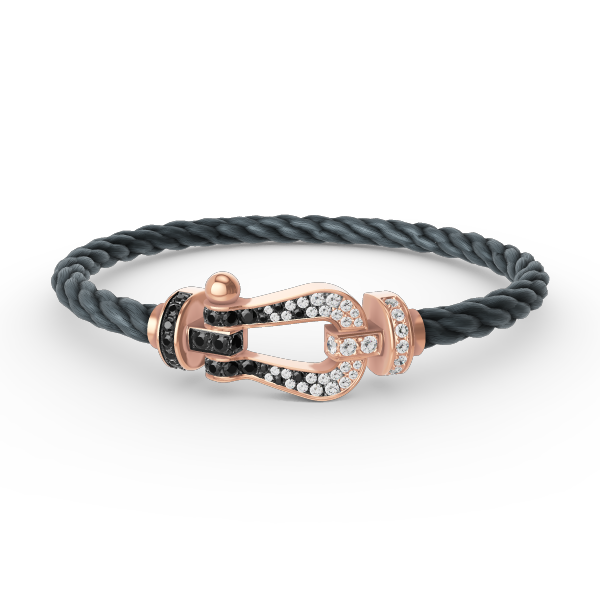 [✨Rose💎]FORCE LARGE HORSESHOE BLACK WHITE DIAMOND BRACELET ROSE GOLD