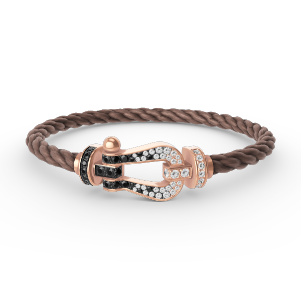 [✨Rose💎]FORCE LARGE HORSESHOE BLACK WHITE DIAMOND BRACELET ROSE GOLD