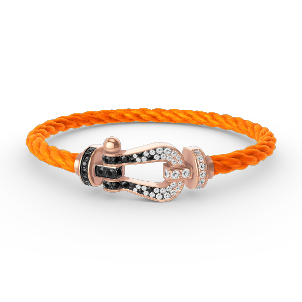 [✨Rose💎]FORCE LARGE HORSESHOE BLACK WHITE DIAMOND BRACELET ROSE GOLD