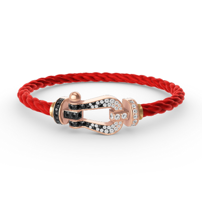 [✨Rose💎]FORCE LARGE HORSESHOE BLACK WHITE DIAMOND BRACELET ROSE GOLD