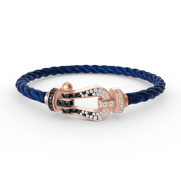[✨Rose💎]FORCE LARGE HORSESHOE BLACK WHITE DIAMOND BRACELET ROSE GOLD