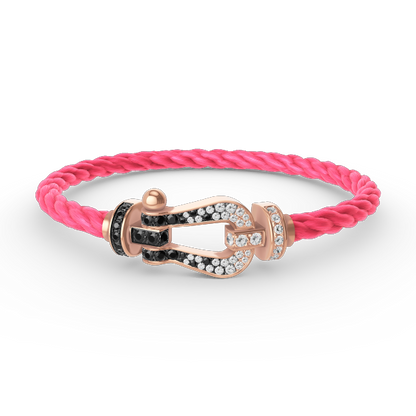 [✨Rose💎]FORCE LARGE HORSESHOE BLACK WHITE DIAMOND BRACELET ROSE GOLD