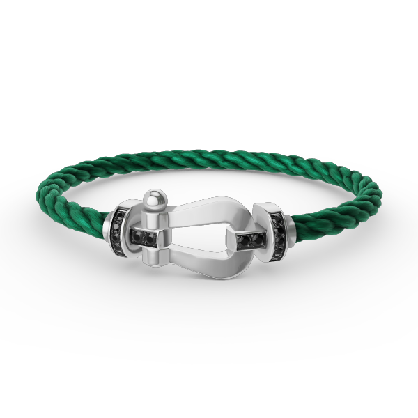 [✨Rose💎]FORCE LARGE HORSESHOE BLACK DIAMOND BRACELET SILVER