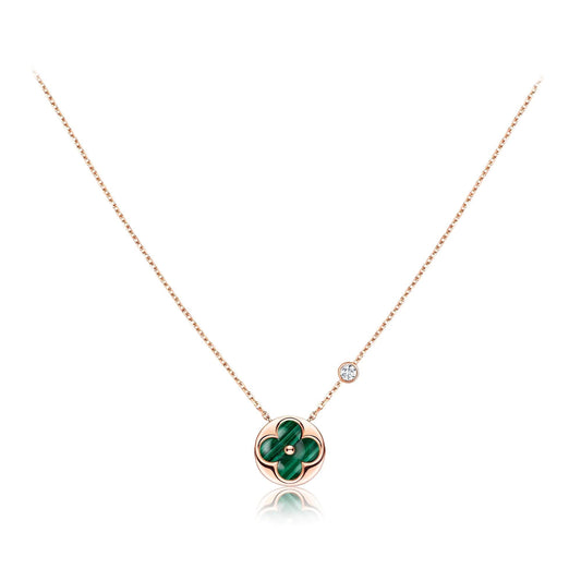 [✨Rose💎]SUN PEDANT PINK GOLD 1 DIAMOND NECKLACE