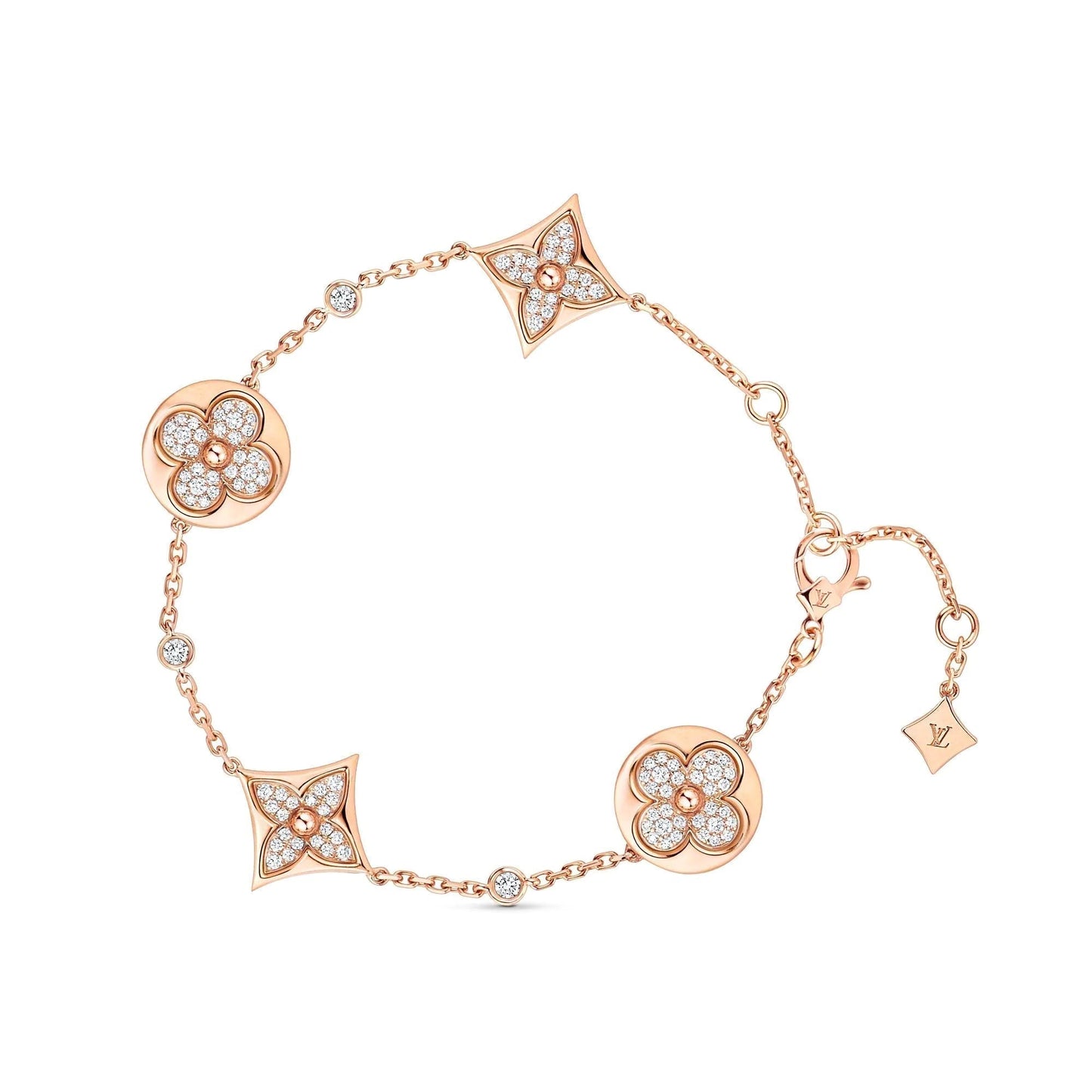 [✨Rose💎]STAR AND SUN 4 MOTIFS GOLD DIAMONDS BRACELET