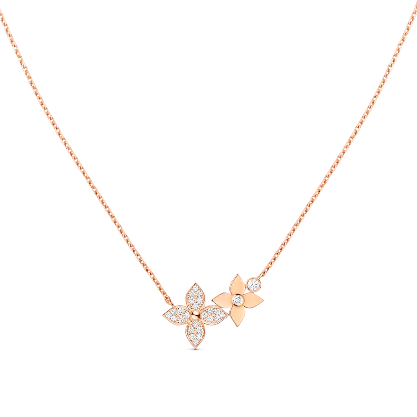 [✨Rose💎]STAR BLOSSOM NECKLACE PINK GOLD DIAMONDS