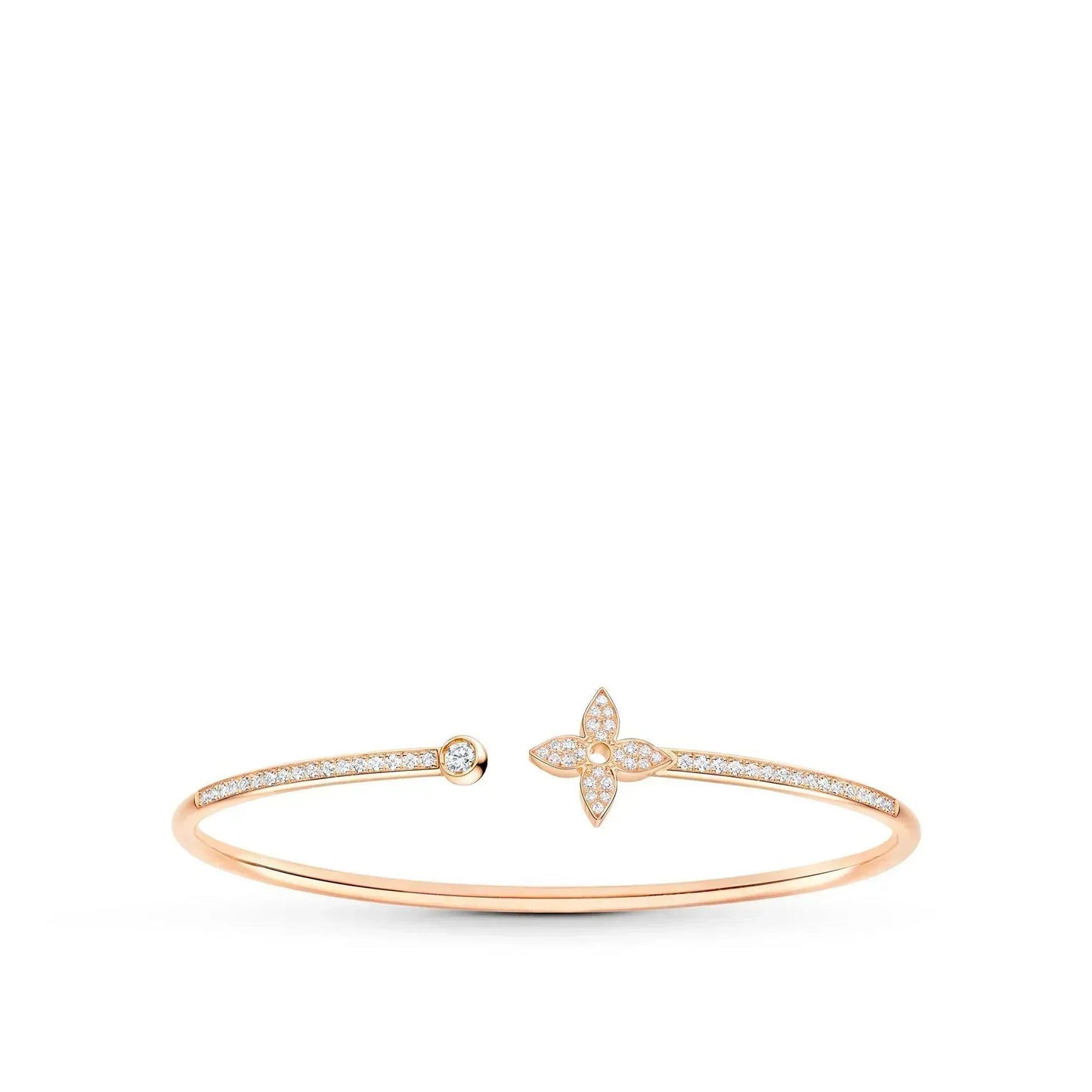 [✨Rose💎]IDYLLE PINK GOLD OPEN BRACELET DIAMOND PAVED