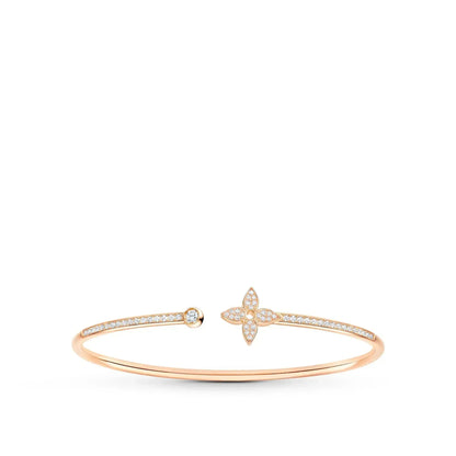 [✨Rose💎]IDYLLE PINK GOLD OPEN BRACELET DIAMOND PAVED
