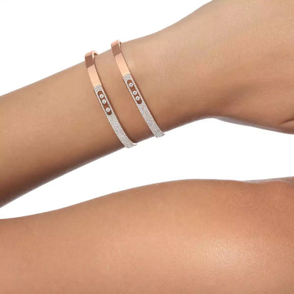 [✨Rose💎]Move Noa Rose Gold Pav茅 Diamond Bangle Bracelet