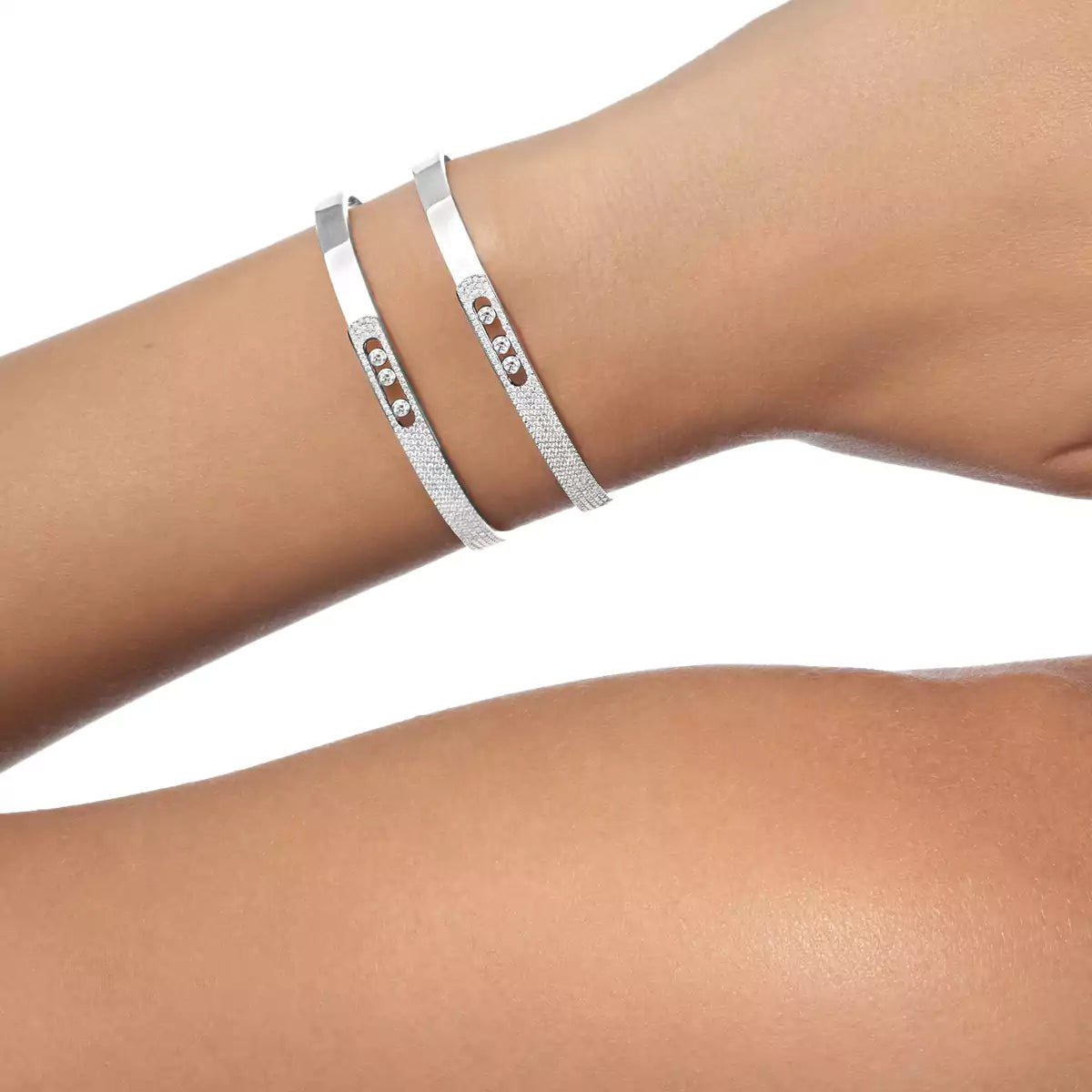 [✨Rose💎]Move Noa Rose Gold Pav茅 Diamond Bangle Bracelet