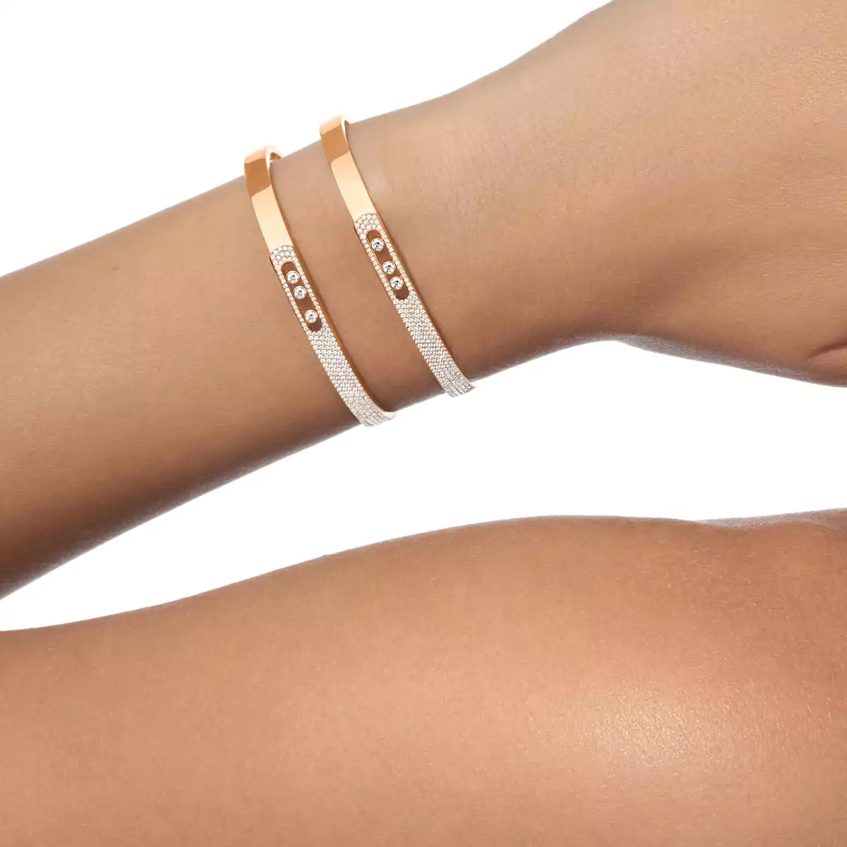 [✨Rose💎]Move Noa Rose Gold Pav茅 Diamond Bangle Bracelet