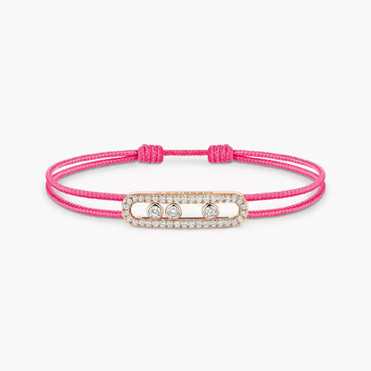 [✨Rose💎]Messika Care(s) pink cord pav茅 bracelet