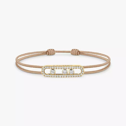 [✨Rose💎]Messika Care(s) pink cord pav茅 bracelet