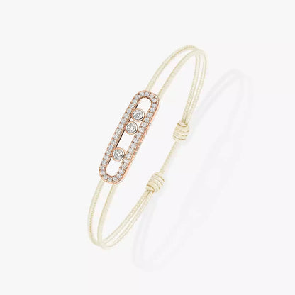 [✨Rose💎]Messika Care(s) pink cord pav茅 bracelet